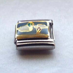 Enamel hot air balloons scene 9mm stainless steel italian charm bracelet link